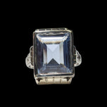 10K White Gold Art Deco Bezel Set Synthetic Spinel Ring Size 2 3/4