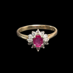Birks 14K Yellow Gold Ruby and Diamond Ring Size 6.5
