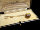 Antique 14K Yellow Gold Cameo Stick Pin Left Facing
