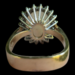 14K & 18K Gold White Opal Mosaic Diamond Halo Ring Squared Shank