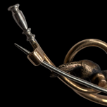 Antique 15K & Platinum Hunting Theme Articulated Fox Horn Brooch England