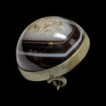 Brass Black Banded Agate / Sulemani Hakik Cabochon Brooch