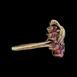 10K Yellow Gold Natural Ruby & Diamond Flower Custer Ring Size 9 1/4