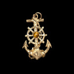10K Yellow Gold Tiger's Eye Anchor & Wheel Pendant