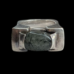Sterling Silver Large Rutilated Quartz Green Statement Ring Size 6