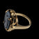 10K Yellow Gold Carved Blue Agate & Onyx Cat Cameo Ring Size 6 1/2