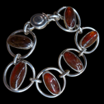 Sterling Silver Niels Erik FROM Amber Cabochon Bracelet Danish Design MCM Denmark