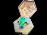 10K Yellow Gold Oval Cut Lime Green Spinel Ring Size 5 3/4