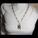 Orno Poland Sterling Silver & Green Stone Textured Chain Modernist