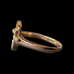 Antique 10K Rose Gold & Seed Pearl Fleur de Lis Ring Size 6 3/4