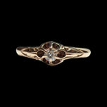 Victorian 10K Yellow Gold Belcher-Set Diamond Solitaire Ring Size 5