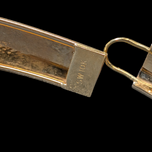 10K Yellow Gold Brushed Bangle Bracelet Satin / Diamond Cut Etching with Geometric Design 5/8"