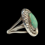 Signed Navajo Sterling and Turquoise Double Rope Twist Ring Size 8
