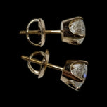 14K Yellow Gold Diamond Solitaire Stud Earrings 1.54 CT Total Weight Screw Backs