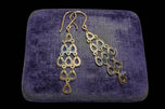 9K Yellow Gold Open Work Chandelier / Waterfall / Lattice Earrings