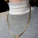 14K Yellow Solid Gold Curb Link Chain Necklace Italy