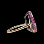 10K Yellow Gold Triangle Cut Synthetic Pink Sapphire Ring Size 6