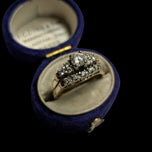 14K Yellow & White Gold Birks 1/4 CT Diamond Engagement Ring & Band Set Size 4 3/4