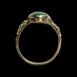 14K Yellow Gold Jadeite Cabochon Filigree Ring Size 8 3/4
