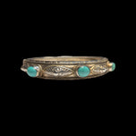 Ornate Sterling Silver & Turquoise Cabochon Cuff Bracelet