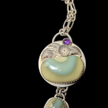 Sterling Silver & Green Lace Onyx & Amethyst Necklace