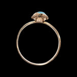 14K Rose Gold Victorian Era Turquoise & Seed Pearl Marquise Ring Size 8 1/4