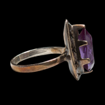 Silver Marquise Purple Sapphire Star Etching Size 6.5