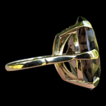 10K Yellow Gold & Faceted Oval Cut Smoky Quartz Cocktail Ring