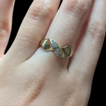 10K Yellow Gold and Diamond Twist Abstract Stacker Ring