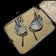 Sterling Silver Art Nouveau Style Artist Pat Cheney Earrings with John Ditchfield Glass