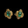 18K Yellow Gold Emerald & Diamond Stud Earrings