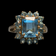 10K Yellow Gold Emerald Cut Blue Topaz Cocktail Ring Size 7 3/4