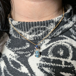 14K Gold Blue Topaz, Sapphire, and Diamond Necklace