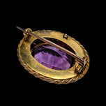 Victorian 14K Gold Natural Amethyst & Seed Pearl Brooch / Pendant