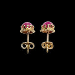14K Yellow Gold Pink Star Sapphire Stud Earrings