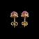 14K Yellow Gold Pink Star Sapphire Stud Earrings