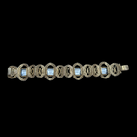 800 Silver Art Deco Filigree Bracelet With Blue Glass