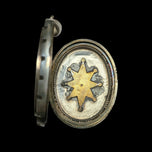 Victorian Sterling Silver Large Locket with Floral Scrollwork Etching & Beaded Edge