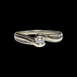 14K White Gold Diamond Bypass / Channel Set Ring Size 7 1/4