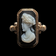 10K Rose Gold Hardstone Black Left-Facing Cameo Ring Size 4 3/4