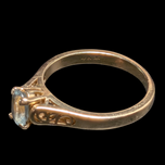 14K Yellow Gold and Aquamarine Scroll Work Ring Size 6