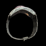 Sterling Silver and Amethyst Geometric Patterned Large Bracelet
