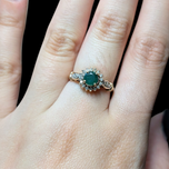 10K Gold Emerald and Diamond Halo Ring 4 3/4