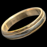 14K Yellow & White Gold Bevel / Etched Band Size 6.5