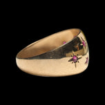14K Yellow Gold Ruby Starburst Cluster Thick Band Ring Size 7 3/4
