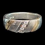 Men's 10K White & Yellow Gold & Diamond Band