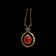 Mid-Century Modernist Artist Rafael Alfandary Red Glass & Brass Pendant Necklace: Canada
