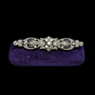 2.55 CT Natural Diamond & Platinum Antique Art Deco Filigree Bar Brooch
