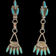 Sterling Silver Native American Turquoise Dangle Stud Earrings Needlepoint