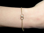 10K Yellow Gold Chain Link Bracelet with Hearts & Diamond